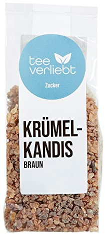 teeverliebt - Krümelkandis braun fein I 5x 250g kleine braune Kluntjes - im Folien-Beutel I brauner Kandis-Tee-Zucker - Kandis-Würfel mit leckerer Karamell-Note I Kluntje Kandis-Zucker braun 5x 250 g