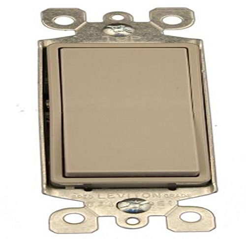 Leviton 5601-2GY 15 Amp, 120/277V, Decora Rocker Single-Pole AC Quiet Switch, Residential Grade, Grounding, 10 Pack, Gray