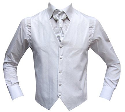 MMUGA Hochzeitwesten Set mit Plastron Dallas Weiß 62