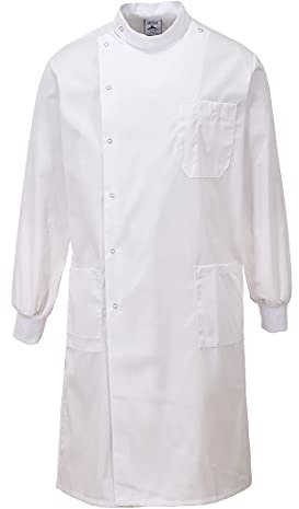 Portwest C865 Howie Texpel Finish Lab Coat with Pockets - Water Repellent Durable Lab Workwear Jacket, White, XS