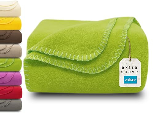 ZOLLNER Kuscheldecke in grün - weiche Couchdecke in 130x170 cm - mit Kettelrand - Polyester - waschbar bis 95°C – Hotelqualität - Oeko Tex® Zertifiziert