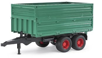 bruder 02010 - Tandemachs-Transportanhänger mit Aufsteckbordwand | Kippanhänger, Bordwandanhänger, Zubehör für Traktor, Maßstab 1:16