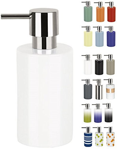 Spirella Tube Dispensador de Jabón Líquido, Porcelana, Blanco, 7.0 X 7.0 X 16.0 Cm