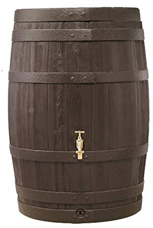 GARANTIA BARRICA Regentonne 260 Liter braun - Regenfass, Wassertank, Regenwassertonne, Wassertonnen für Garten, Wasserbehälter, Tonne mit Deckel, Weithalsfass, Regentonne schmal, Fass