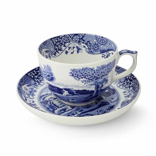 Portmeirion Home & Gifts BLI1290-X Jumbo Cup & Saucer, Blue & White, 0.56L/20fl.oz