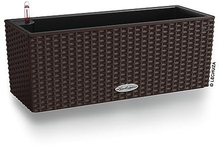 Lechuza – Pot de Fleurs d’Extérieur et d'Intérieur – Cottage Balconera – Réserve d'Eau Intégrée – Coloris Moka – 50 x 19 x 19 cm