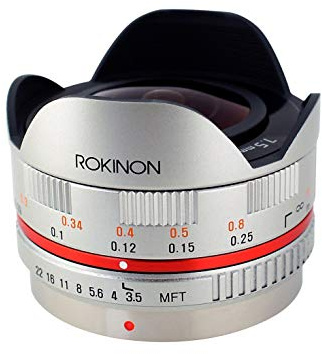 Rokinon FE75MFT-S Objectif Fisheye UMC F3.5 UMC 7,5 mm pour Micro Four Thirds (Olympus Pen et Panasonic), Argent