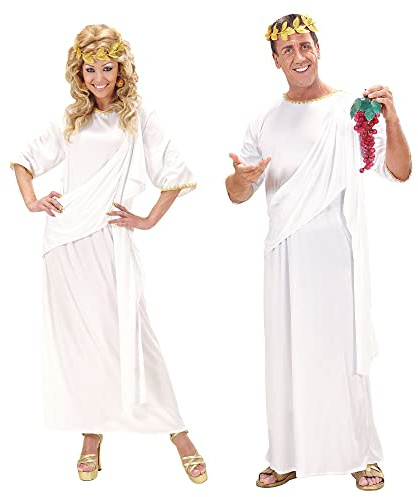 W WIDMANN MILANO Party Fashion - Toga Kostüm für Erwachsene | Weißes Gewand für Damen & Herren, griechische Göttin-, Gott- oder Römerkostüm für Karneval, Mottopartys