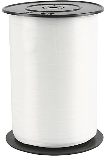 Presentsnöre, Vit, B: 10 mm, Blank, 250 M, 1 Rulle