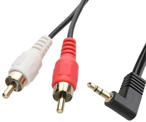 kenable Rechts Abgewinkelt 3,5 mm Stereo Klinkenstecker Zum 2 Chinch Cinch Stecker Kabel Vergoldeten 0,5 m [0.5 Meter/0,5m]