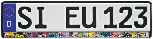 1 Paar Kennzeichenhalter schwarz mit Motiv/Spruch Bedruckt Kennzeichenhalterung Kennzeichenrahmen (Stickerbomb)
