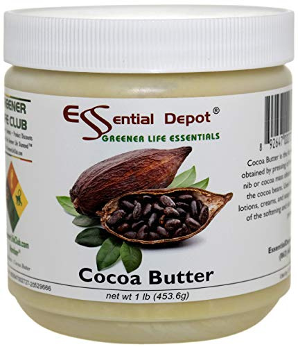 Cocoa Butter - Kosher - Raw - Unrefined - Natural Cocoa Scent - 1 lb - Used in Creams, Lotions, Balms, Body Butters and many other skin care products - safety sealed HDPE container with resealable cap