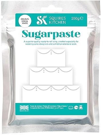 Squires Kitchen Ready to Roll Sugarpaste Icing for Decorating Cakes, Cupcakes & Cookies, Premium Quality Rolled Fondant - Bridal White 250g