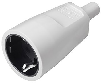 Meister Schutzkontakt-Kupplung – grau – 250 V – PVC – 5 mm² | Maximaler Kabelquerschnitt 1,5 mm² – IP20 Innenbereich – Zentrale Einführung – Schuko-Kupplung mit Knickschutz