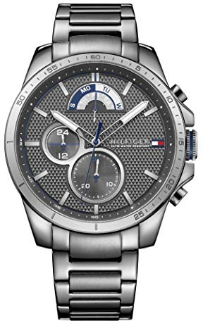 Tommy Hilfiger Reloj Analógico de Cuarzo Multifunción para Hombre con Correa de Acero Inoxidable Gris - 1791347
