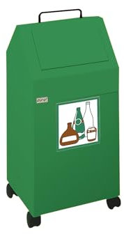 kaiserkraft | Wertstoffbehälter mit Einwurfklappe | Volumen 45 l | BxHxT 320 x 710 x 310 mm | fahrbar | grün RAL 6024