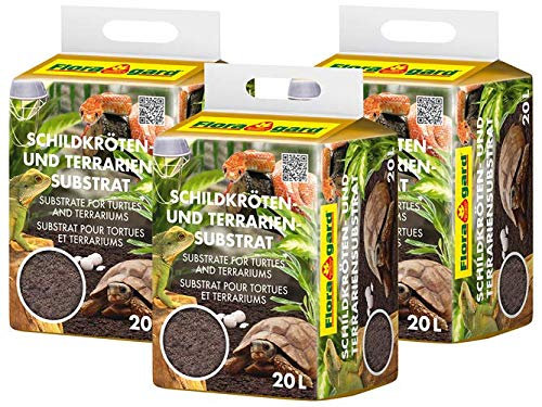 Floragard Schildkrötenerde Schildkrötensubstrat & Terrarienerde - Bodengrund für Terrarien, 60L (3x20L)