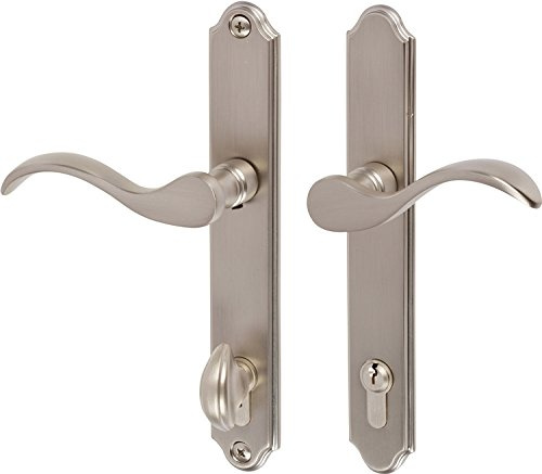 Rockwell Security Traditional Swing Brass Door Handle Set with Cylinder Locking System in Brushed Nickel Finish- Fits 1 3/4 Inch Thick Doors for Residential Use (Mortise Multipoint Lock Not Included)