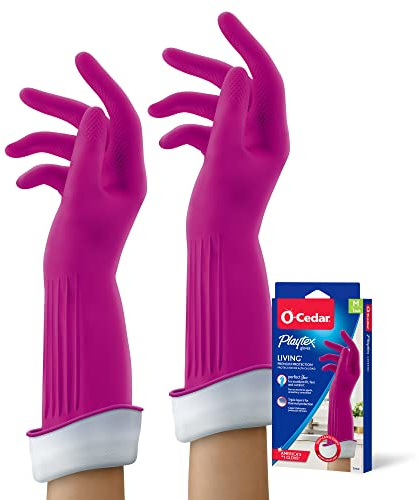 Playtex Living Drip-Catch Cuff Gloves, (Medium, 2 Pairs) Premium Protection Reusable Household Gloves