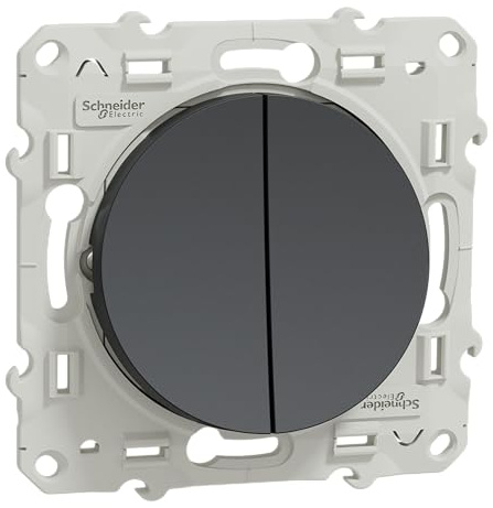 Schneider Electric - Odace, double va-et-vient Anthracite, à vis, connexion rapide - S540214