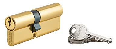 Cilindro europeo a doppia entrata Ecopro, 35x45mm, alluminio, anti-sfilamento, 3 chiavi, finitura ottone - THIRARD
