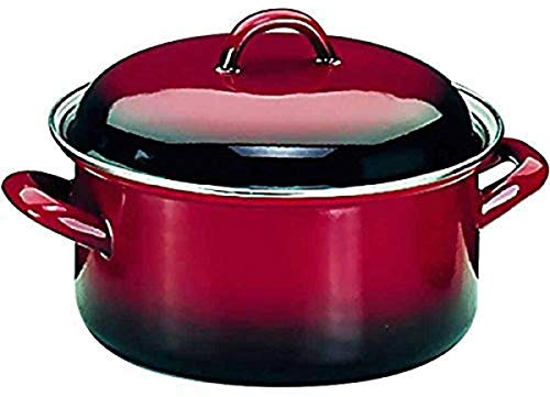 IBILI - Marmite droite avec couvercle Volcan, 28 cm, Acier émaillé, Compatible avec l’induction