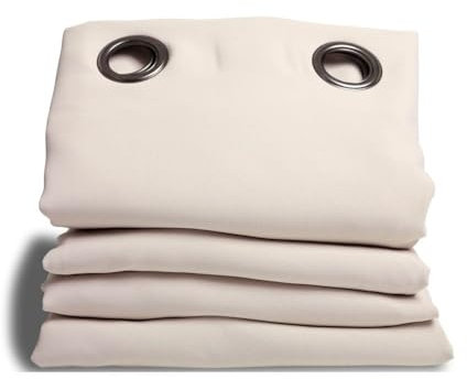 Moondream Tenda Anti-Rumore, Isolamento 3 in 1 Acustico/Termico/ Oscurante, Tecnologia Brevettata, Beige - Guscio, 145 x 260 (LxH) cm, Occhiello (1 Tenda)