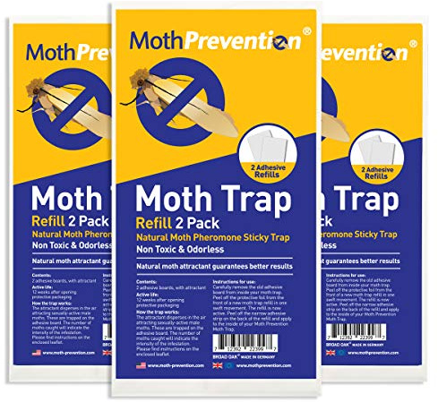 Clothes Moth Trap Replacement Strips (6 Strips in Total) - Refills for MothPrevention Moth Traps - for Closets & Clothing