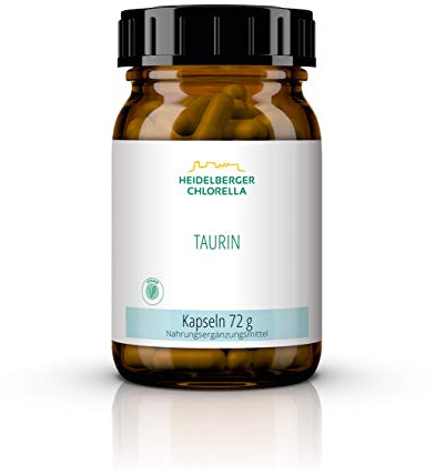 Heidelberger Chlorella – Taurin Kapseln, vegan, körpereigene Aminosulfonsäure, hochdosiert und rein, gute Bioverfügbarkeit, hergestellt in Deutschland, 72 g, 120 Kapseln