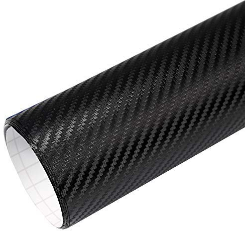 Rapid Teck® 5,26€/m Premium 3D Carbon Schwarz - 3m x 1,52m - Blasenfrei mit Luftkanälen - Auto Folierung - Car Wrapping Folie - Schwarze Folie Auto