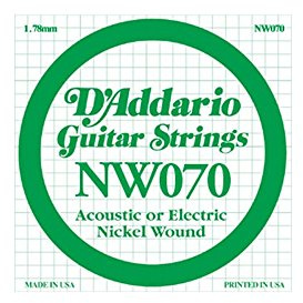 D'Addario NW070 .070 Nickel Wound Single String for Electric Guitar