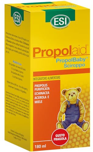ESI - Propolaid Propolbaby Sciroppo Tosse Bambini Al Gusto Fragola, Con Propolis E Acerola, Contrasta I Sintomi Da Raffreddamento Con Un'Azione Immunostimolante, Senza Glutine E Vegetariano, 180 Ml