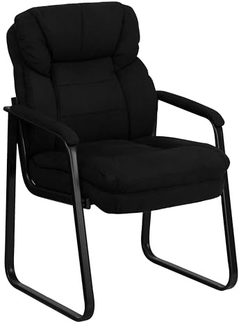 Flash Furniture Executive Sidomottagningsstol med släde bas, svart, mikrofiber 97.79 x 53.34 x 27.94 cm Svart