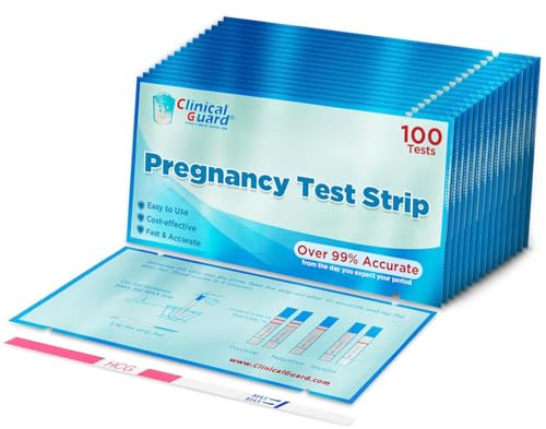Clinical Guard 100 Pregnancy Tests Strips - Sensitive & Accurate Measurement Within 5 mins - Early Detection Pregnancy Test Strip - Easy to Use for Home Tests - HCG Test Strip Kit