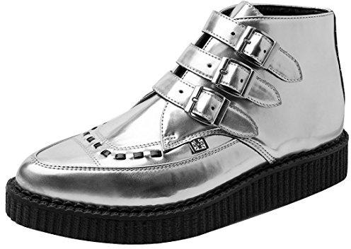 T.U.K. Womens Metallic Pointed Toe Buckle Creeper Boot Metallic Pointed Toe Buckle Creeper Boot Silver Size: 14 M US Women / 12 M US Men