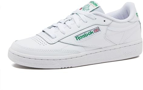 Reebok Club C 85 Mens Tennis Shoes, Casual Fashion White Sneakers for Men, Int-White/Green, 12