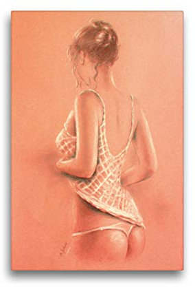 Premium Textil-Leinwand 30 x 45 cm Hoch-Format Schöne Verführung in Dessous, Leinwanddruck von Marita Zacharias