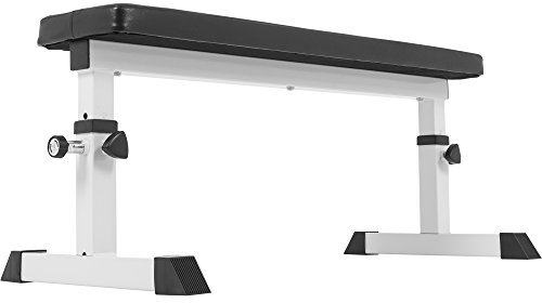 GORILLA SPORTS® Hantelbank - Verstellbar, bis 200 kg Belastbar, aus Stahl - Flachbank, Trainingsbank, Fitnessbank, Bankdrücken, Bauchtrainer, Drückerbank, Fitnessgeräte für Zuhause (Weiß)