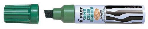 Pilot Supercolour Wide and Broad Permanent Marker Chisel 3.0 mm Tip - Green, Single Pen