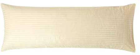 HOMESCAPES Pastel Yellow Pure Egyptian Cotton Body Pillowcase 330 TC 500 Thread Count Percale Equivalent Satin Stripe Long Pillow Case for Nursing Pregnancy and Elderly Support
