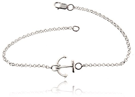 SOVATS 925 Sterling Silver Anchor Bracelet for Women, Nautical Marine Jewelry, Minimal Ocean Chain Bracelet, Lobster Clasp, Size 7