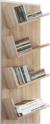 VCM Wandregal 33x16x90 cm 4 Fächer Holzwerkstoff Bücher | Offenes Wandregal für Bücher und Deko - Wohnzimmer oder Büro - für Bücherliebhaber und Sammler - Holzwerkstoff