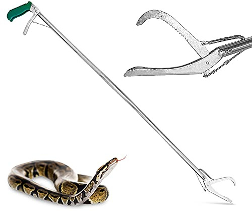 IC ICLOVER Professional 52 Inch Upgrade Heavy Duty Extra Long Snake Tongs Reptile Grabber Rattle Snake Catcher Wide Jaw Handling Tool with Non-Slip Grip Handle
