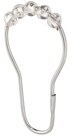 iDesign Ganci per tende doccia, Pratico supporto tenda doccia, Set da 12 anelli per tende da doccia in metallo e plastica, argento e trasparente