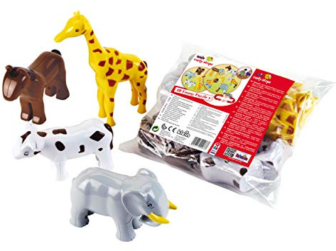 Theo Klein 71 Funny Puzzle, pussel med magnetiska djur i påse, 4 djur | Pusselbitar sätts ihop med magneter | Leksak för barn från 1 år