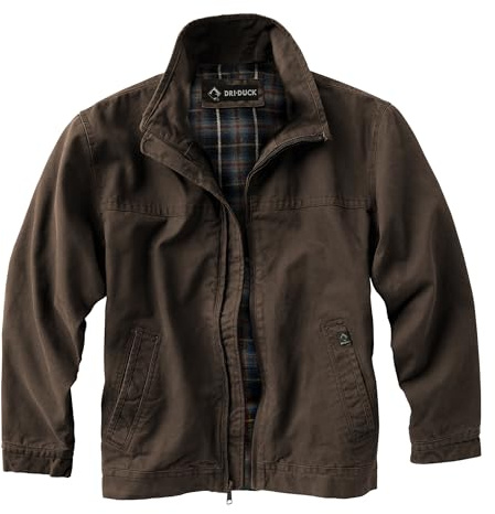 DRI DUCK Maverick Men's Cotton Canvas Hoodless Work Jacket, 5028, Large, Tobacco