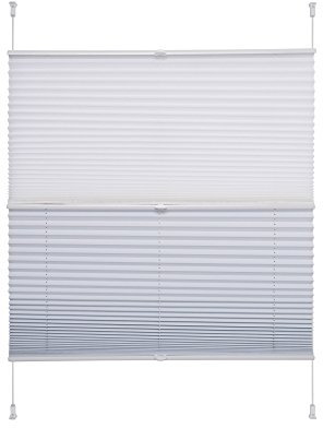 Liedeco® Plissee (Day and Night) verspannt mit Klemmträger / 80 x 130 cm weiß-weiß (Breite x Höhe) / lichtdurchlässig und lichtundurchlässig Blickdicht stufenlos verstellbar in einem Doppelplissee