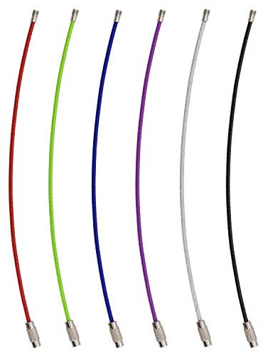 wisdompro Wire Keychain Cable, 6 Pack of 6.3 Inch Stainless Steel Wire Keyrings, 2mm Cable Keyring Loop/Hoop for Luggage Tag, Keys and ID Tag Keepers - 6 Colours