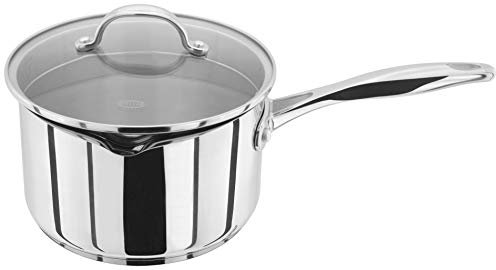 Stellar Profile Stainless Steel Draining Saucepan with Lid 18cm with 2.3L, Induction Ready, Oven Safe, Dishwasher Safe