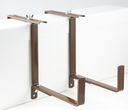 Menz Blumenkastenhalter, 2 Paar, braun, besonders stabil, für schwere Blumenkästen bis 20 cm Breite, verstellbare Stütze
